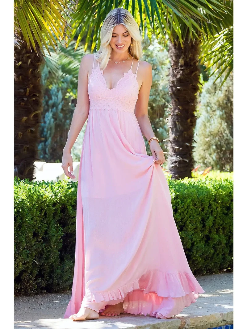 Rose Lace Detail Maxi Dress