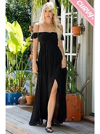 Plus Ruffle Sleeve Smocked Maxi Dress