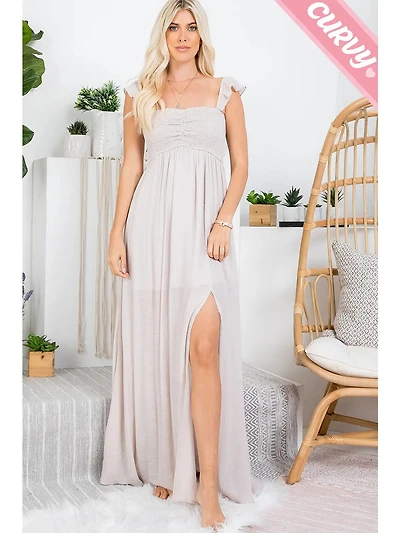 Plus Ruffle Sleeve Smocked Maxi Dress