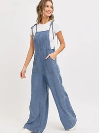 Denim Relaxed Wide Leg Overall Jumpsuit