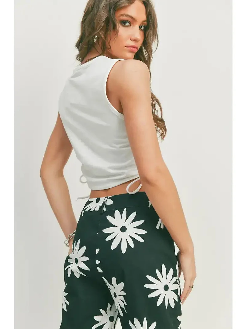 White Sleeveless Cutout Tank Top