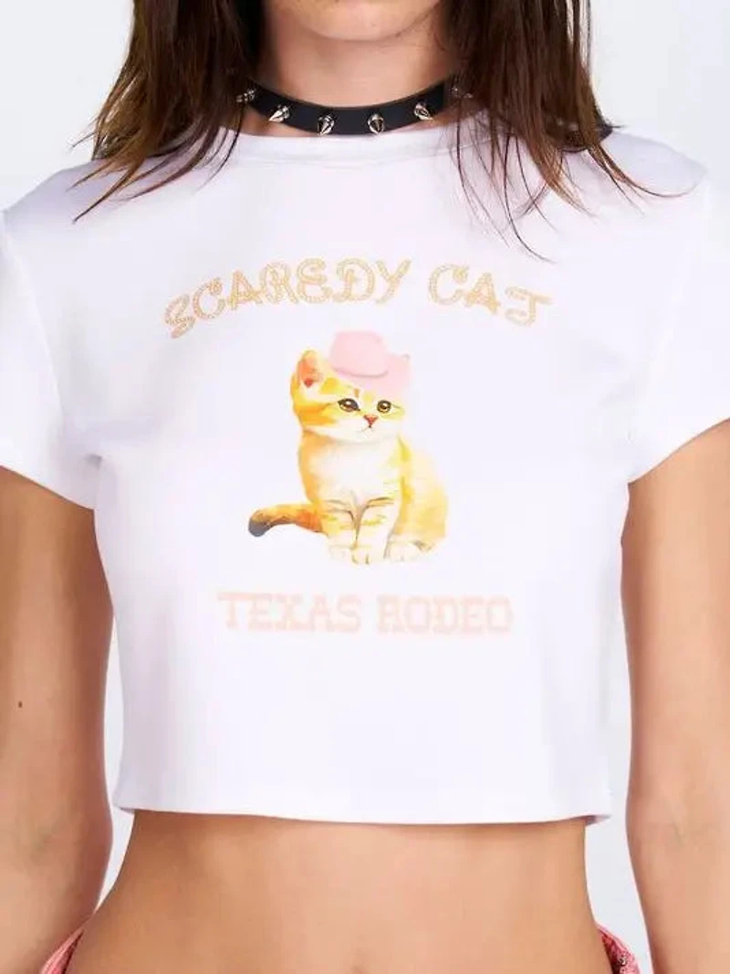 White Rodeo Kitty Baby Tee