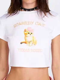 White Rodeo Kitty Baby Tee