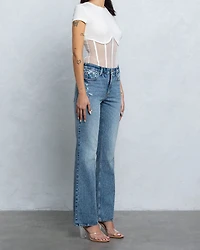 Mesh Bustier Boning Detail Short Sv Top