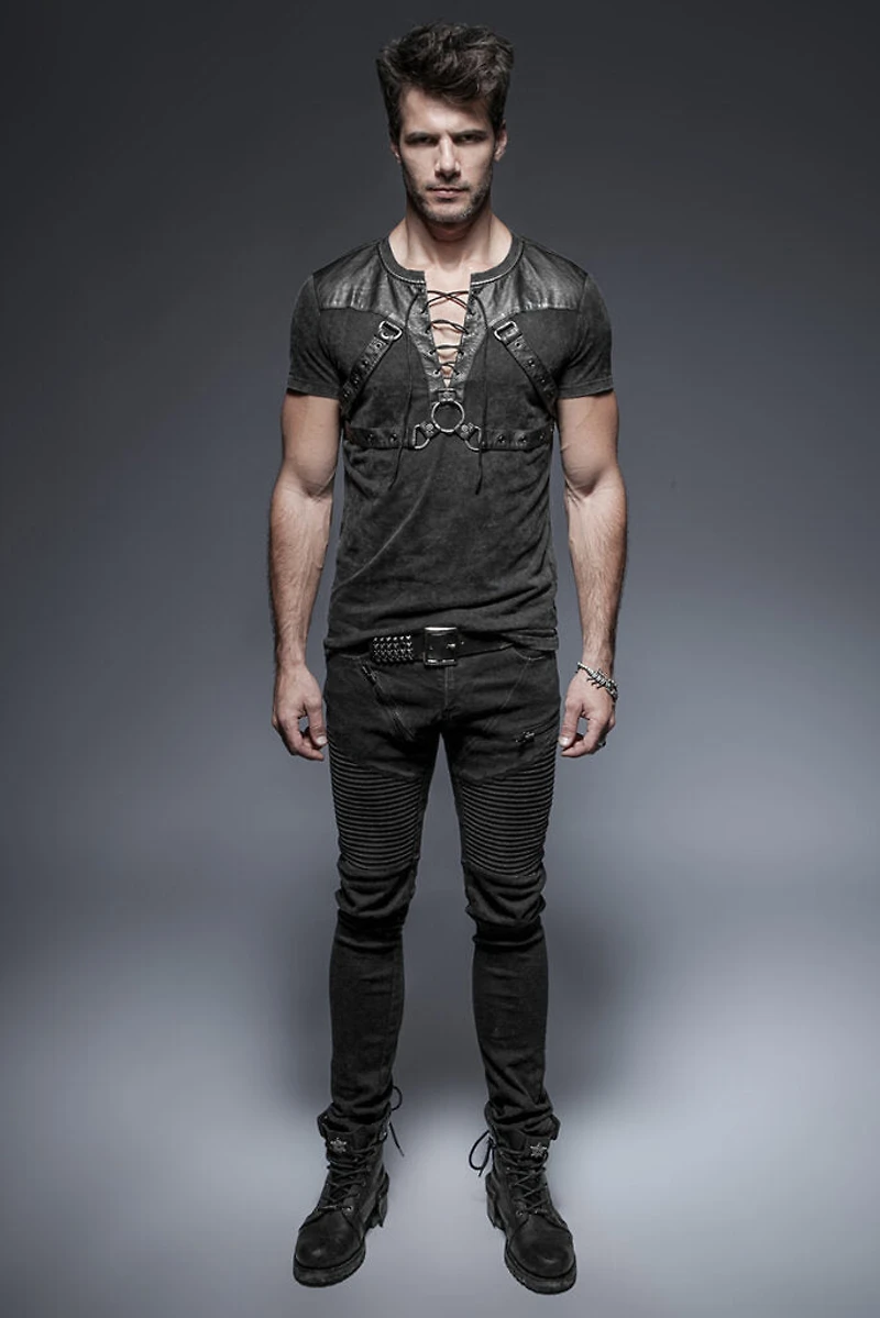 Leather Patch Distressed Shirt Plus