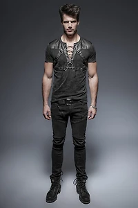 Leather Patch Distressed Shirt Plus