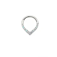 Teardrop 7 Gem And 4 Opal Hinged Hoop