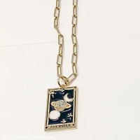 Tarot Card Necklace-The World- Steel Enamel Glass Paperclip