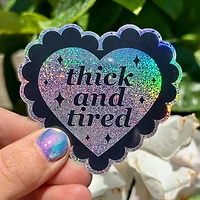 Thick and Tired Glittery Scalloped Heart Sticker