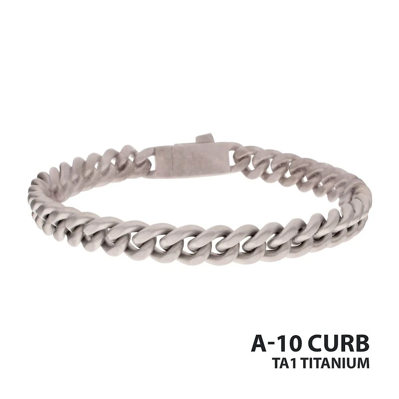 8mm Titanium Flat Clasp Miami Cuban Bracelet 8.5"