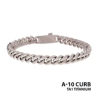 8mm Titanium Flat Clasp Miami Cuban Bracelet 8.5"