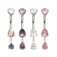 Double Teardrop Dangle & Prong Top Titanium Navel