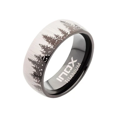 Evergreen Tree Ring Titanium