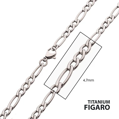 4.7mm Titanium Figaro Chain 16"
