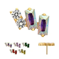 Eclat Cluster Double Round And Baguette CZ 24kt PVD Threadless Top