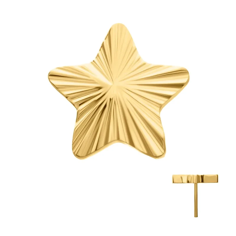 Corrugated Star 24kt Gold PVD Threadless Top