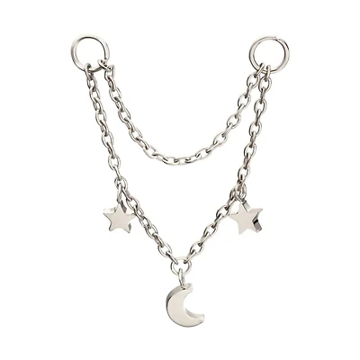Star & Moon 20mm / 24mm Platinum PVD Rolo Chain