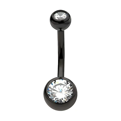 Black PVD 5mm/8mm Bezel Gems Ball Navel