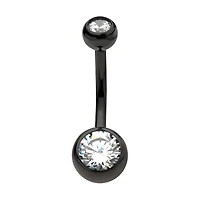 Ombligo con bola de gemas Bez 5 mm/8 mm PVD negro