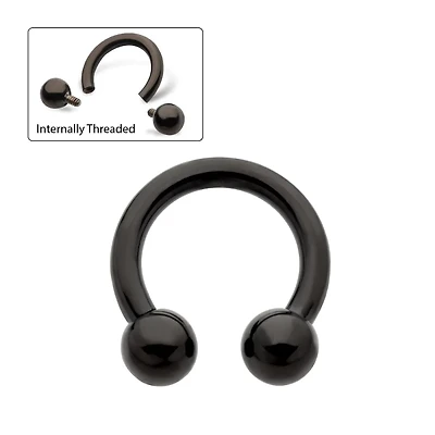 Double Ball 14g Circular Barbell Black PVD Titanium