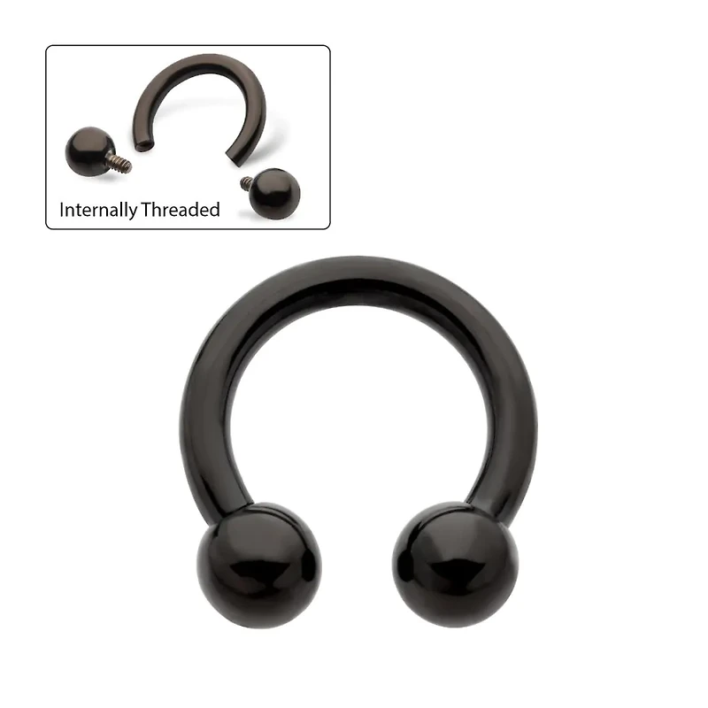 Double Ball 16g Circular Barbell Black PVD Titanium