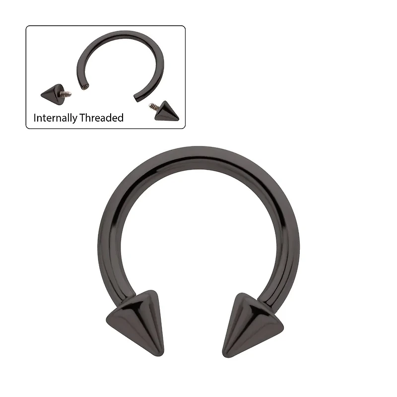 Double Spike 14g Circular Barbell Black PVD Titanium
