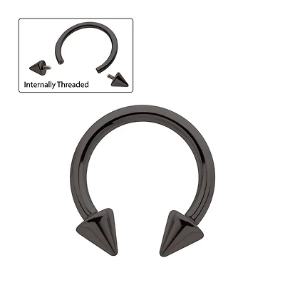 Double Spike 14g Circular Barbell Black PVD Titanium