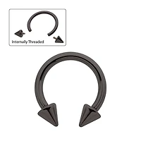 Double Spike 14g Circular Barbell Black PVD Titanium