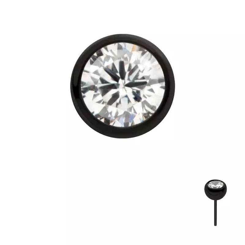 Black PVD Bezel Gem Threadless Top