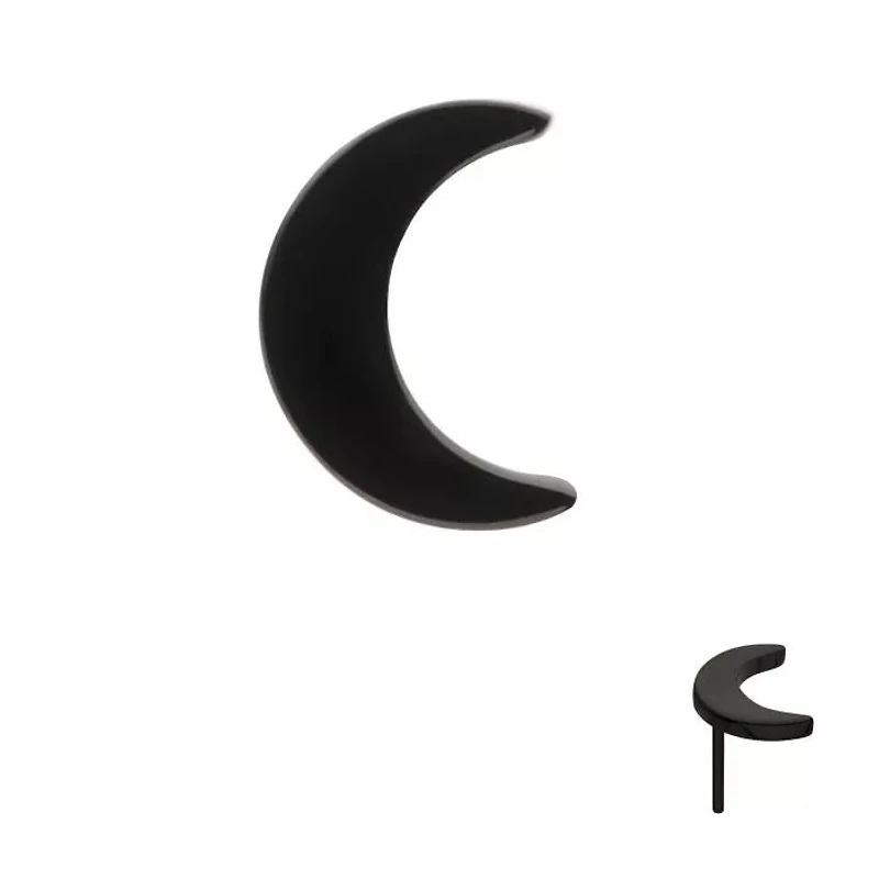 Crescent Moon Flat Black PVD Threadless Top