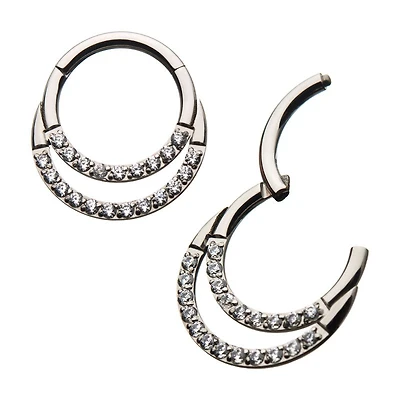 Clear Gem Double Layer Hinged Hoop