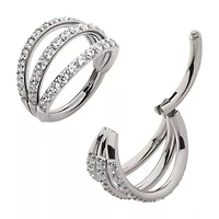Triple Hoop Jewelled Hinged Hoop