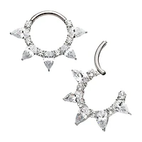 Round And Teardrop Cluster Titanium Hinged Hoop