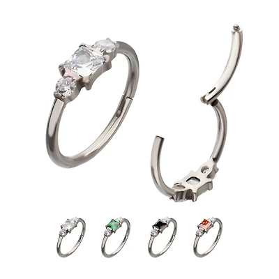 Square And 2 Round Side Facing Titanium Hinged Hoop