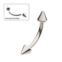 Double Spike 16g Curved Barbell Titanium