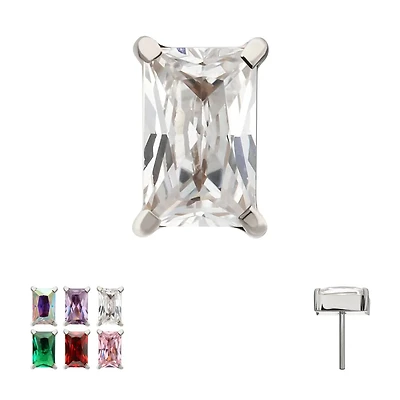 Baguette Prong Gem Titanium Threadless Top