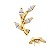 Branch Marquise Gem Leaves 24kt Gold Threadless Top