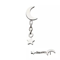 Crescent Moon With Star On Chain Threadless Top