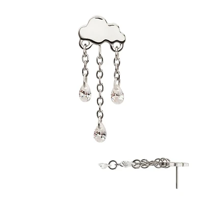 Rain Cloud CZ Dangle Titanium Threadless Top
