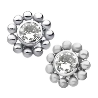 Titanium Threadless Beaded Edge Design with 4mm Bezel CZ Top