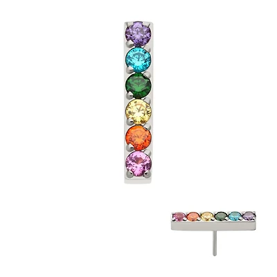 Bar With 6 Prong Gem Threadless Top