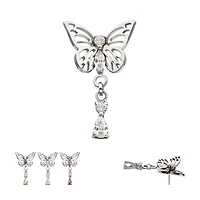 Butterfly Prong Multi Gem & Dangle Threadless Top