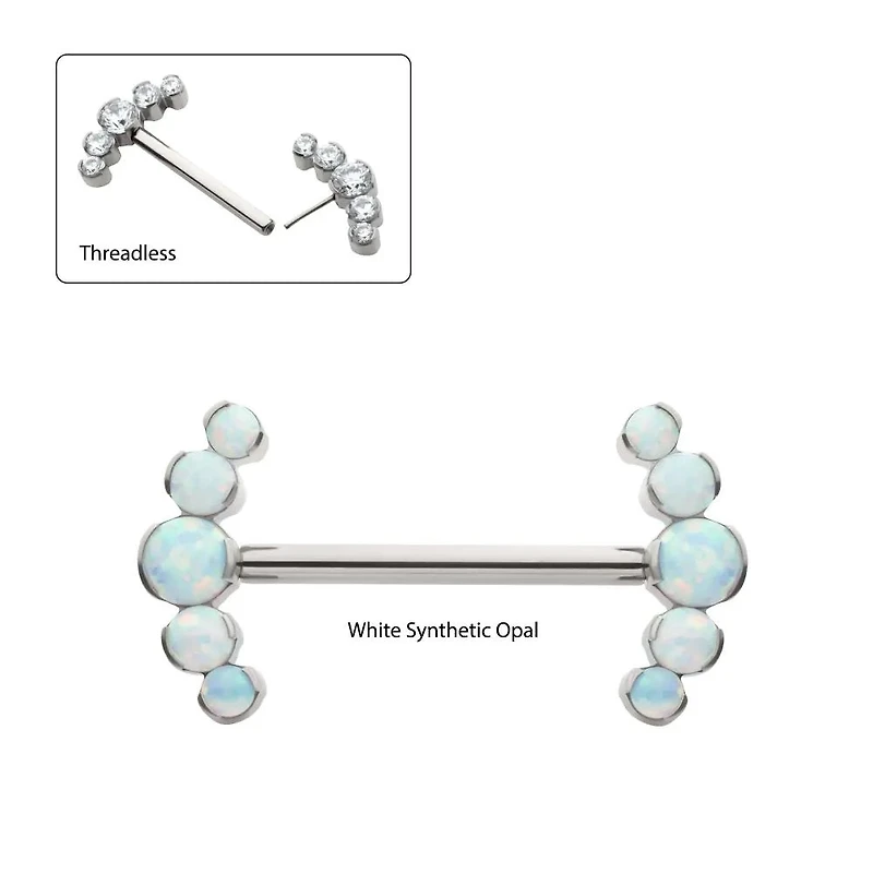 5 Bez Opal Cluster Nipple Barbell