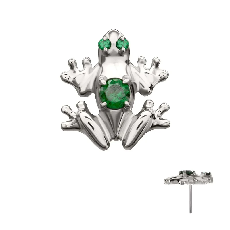 Frog With 3 Prong Round CZ Threadless Top
