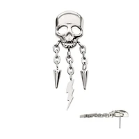 Skull W/ 2 Spike & 1 Lightning Dangle Threadless Top