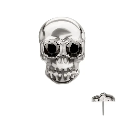 Skull With Prong CZ Eye Threadless Top