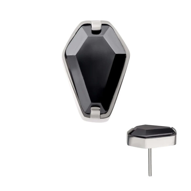 Titanium Threadless with Prong Set CZ Coffin Top