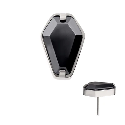 Titanium Threadless with Prong Set CZ Coffin Top