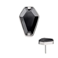 Titanium Threadless with Prong Set CZ Coffin Top