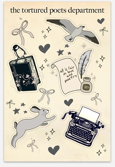 The Torture Poets Society Sticker Sheet